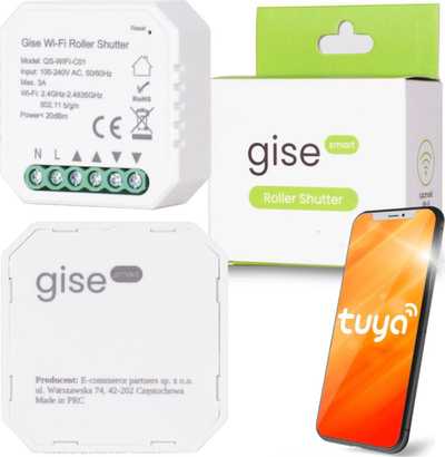 Modul për roleta Gise Smart Roller Shutter Controller Rollout, Tuya, WiFi, i bardhë