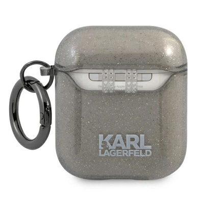 Këllëf për AirPods Karl Lagerfeld KLA2UCHGK Glitter Choupette, për AirPods 1/2, me karabinë, gri me shkëlqim