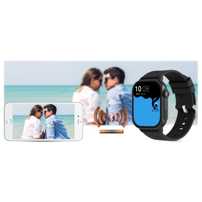 Ora e zgjuar Gravity GT15-1, ekran 2.04", Bluetooth 5.0, e zezë