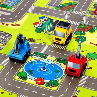 Tapet lojërash për fëmijë NILS Extreme MD02 Puzzle Cars, 9 pjesë, shumëngjyrësh