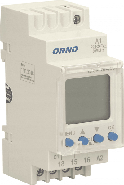 Çelës kohor elektronik Orno OR-PRE-433, 52 programe, montim në shinë DIN, gri