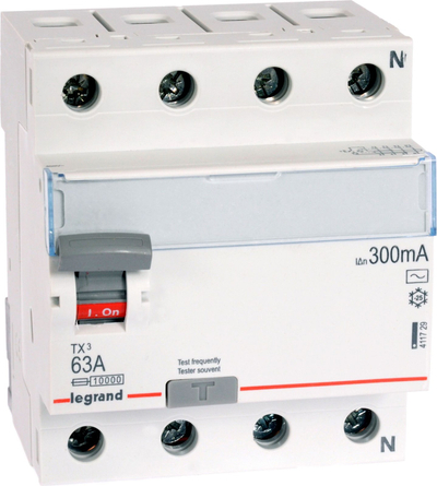 Ndërprerës diferencial Legrand RCD 4P 63A 0.3A tipi AC P304 - 411729