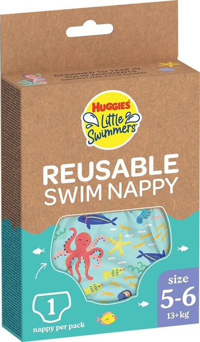 Pelena noti Huggies Little Swimmers Reusable, madhësia 5–6, 13 kg+, me dizajn detar