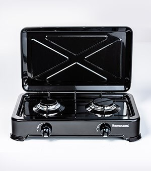 Shporet portativ me gaz Ravanson K-02TB, 2 fiksa, 3.3kW, i zi