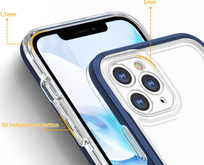 Kllëf telefoni Hurtel Hybrid Armor për iPhone 11 Pro, transparent me kornizë blu