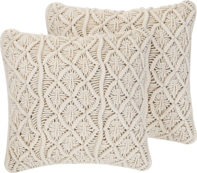 Jastëkë dekorativë Beliani GOREME, set 2 copë, pambuk 45x45cm, bezhë e çelët