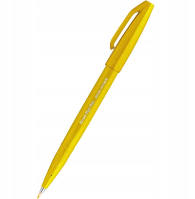Stilolaps furçë Pentel Brush Sign SES15C-G, majë fleksibile, ngjyrë e verdhë