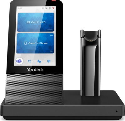 Основна станица за слушалки Yealink WHB670, поврзување со компјутер и телефон, црна