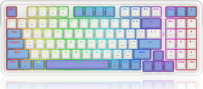 Механичка тастатура Redragon Gloria Pro Bumblebee K664WBP, безжична 2.4GHz и Bluetooth, RGB, бела