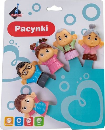 Set kukulla gishtash Askato Finger Puppet Family, 5 copë, shumëngjyrëshe