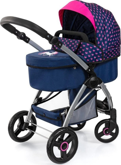 Играчка количка за кукли Bayer Design City Max Combi Pram, 46cm, еднорог, повеќебојна