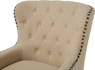 Fotelë VIBORG II, material tekstil, stil klasik wingback, bezhë