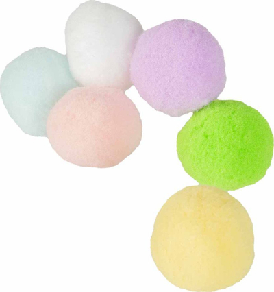Lodra për mace Duvo+ Pastel Poly Balls, set me 6 toptha, me ngjyra
