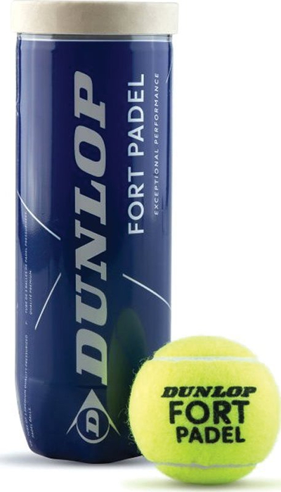 Topa padeli Dunlop Fort Padel, kanoçe me 3 topa, miratim FIP, ngjyrë e verdhë