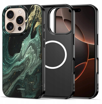 Kapotë telefoni Tech-Protect Lamano MagSafe për iPhone 16 Pro Max, mbrojtëse, jeshile Aura
