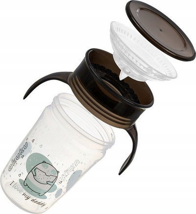 Gotë trajnimi Akuku 360 Drip Glass, 240ml, me doreza, ngjyrë e errët