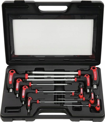 Set çelësa imbus KS Tools 151.8150, dorezë T, 9 copë, të kuqe e të zeza