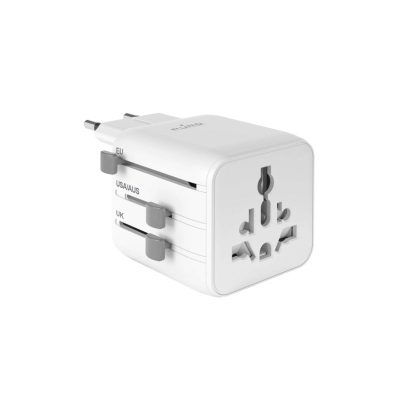 Adapter udhëtimi Puro Travel Adapter, universal, prizë EU UK USA AUS, i bardhë