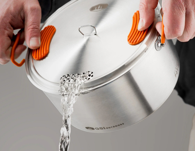 Set enësh kampingu GSI Glacier Stainless Base Camper Medium, inoks, 3L, argjendtë