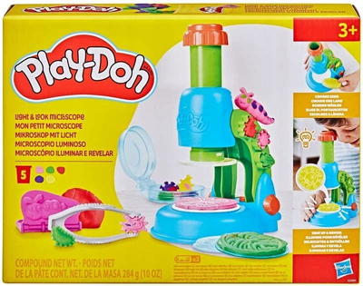 Set lodër Play Doh Light &amp; Look Mikroskop, 5 kanaçe, me dritë, shumëngjyrësh