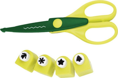 Set dekorativ me gërshërë dhe shtypëse Hasta, 4 punches, për scrapbooking