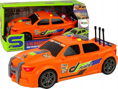 Makina lodër Leantoys Racing Car 1:16, me zëra, portokalli