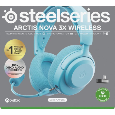 Kufje gaming SteelSeries Arctis Nova 3X Wireless, pa kabllo, për Xbox dhe PC, ngjyrë aqua