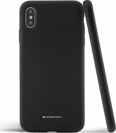 Kapak silikoni Mercury Goospery për iPhone 11 Pro, mikrofiber mrena, i zi