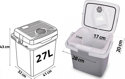 Frigorifer udhëtimi Berdsen BR-CF27, 27L, 12V dhe 230V, gri