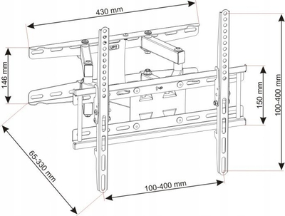 Mbajtëse muri për TV Art AR-45, 23"-60", deri 45 kg, e zezë