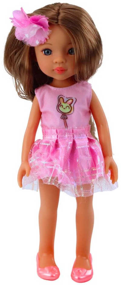 Kukull Lean Toys Pretty Girl, 32 cm, me gjëra shoqëruese, rozë