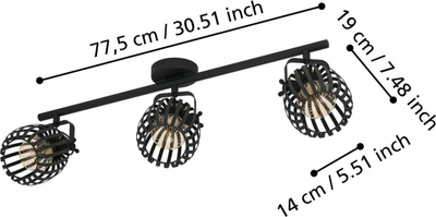 Llampë tavani Laver Lattre Girona Acteur, 3 spot-e, E27 3x40W, e zezë