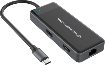 Docking station Conceptronic DONN14G, USB C, 7 në 1, gri