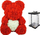 Ari dekorativ goca me trëndafila Roses Bear, 23 cm, trëndafila të kuq, zemër e bardhë
