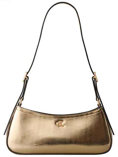 Çantë shpatulle Calvin Klein Shoulder Bag With Metallic Look, 26x11x4cm, efekt metalik, e argjendtë