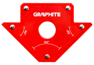 Magnet këndor për saldim Graphite 56H902, 102x155x17mm, mban deri 22.7 kg, i kuq