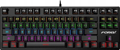 Механичка тастатура Forev FV-Q301, 87 тастери, RGB, црна
