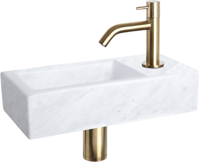 Lavaman banjoje Scanbad Uno 50, 50 cm, mermer i derdhur, i bardhë