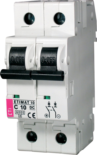 Mini ndërprerës automatik Eti Polam ETIMAT10, 2P C 10A 6kA DC