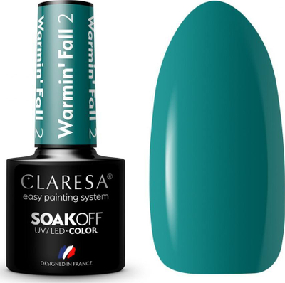 Llak xheli për thonj Claresa Warmin' Fall 2, soak off UV LED, blu e gjelbër e errët