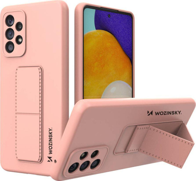 Mbulesë telefoni Wozinsky Kickstand Case për Samsung Galaxy A73, silikoni i butë e fleksibël, me këmbëz mbajtëse, rozë