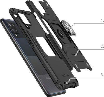 Futrollë Wozinsky Ring Armor për Samsung Galaxy A42 5G, me unazë mbajtëse, mbrojtje e fortë, blu