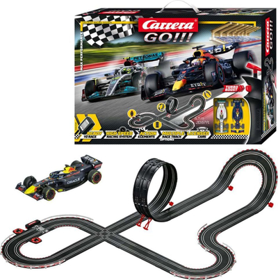 Set pistë garash Carrera GO Max Performance, 6.3 m, 2 makina F1, shumëngjyrëshe
