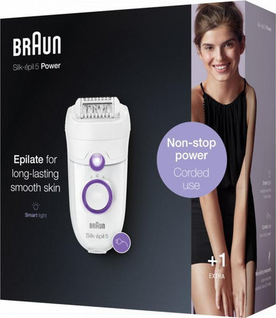 Depilator Braun Silk-épil 5 5-505P, 28 pinceta, dritë SmartLight, i bardhë