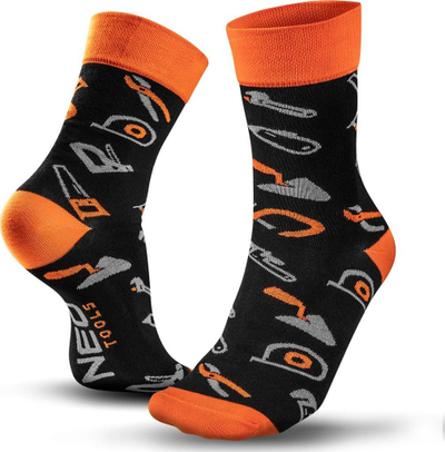 Çorape Neo Tools Colorful Socks, masë 43-46, pambuk, të zeza me portokalli