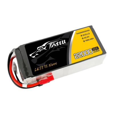 Bateri LiPo Tattu 22000mAh, 22.2V, 30C, e zezë
