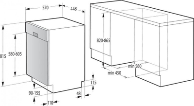 Lavastovilje e integruar Gorenje GI520E15X, 45cm, 9 sete, inox