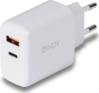 Karikues muri Lindy 73424, 30W, USB dhe USB Type C, i bardhë