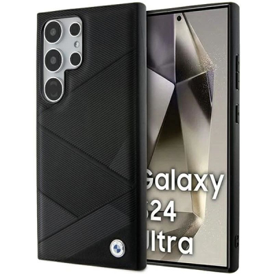 Kllëf telefoni BMW Leather Crossing Lines, për Galaxy S24 Ultra, hardcase, i zi