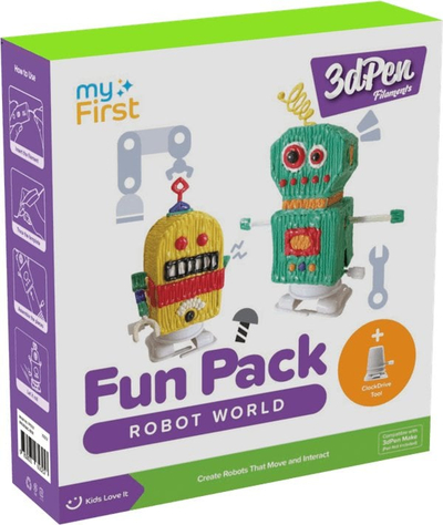 Пакет 3Д филаменти myFirst 3dPen Make Robot World, PCL, со шаблони и модул за движење